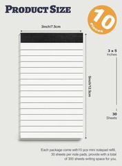 10 Pack Small Note Pads 3X5 Lined Small Pads of Pape Writing Pads Mini Notepads