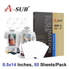 Sample Pack A-SUB Sublimation Paper 8.5×14 125g Inkjet Heat Transfer 50 Sheets