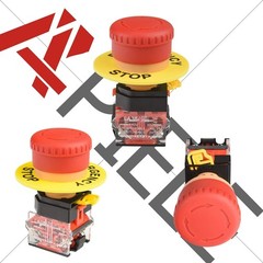 22mm IP67 Waterproof Emergency Stop Push Button Switch 2NC DP Style: LA36-02ZS