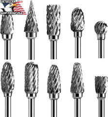 1/4” Double Cut Tungsten Steel Carbide Rotary Burr Die Grinder Shank Bit Set US