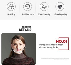 Transparent Clear Plastic Anti-fog Mouth Shield Great Restaurant+Straps – 10pcs