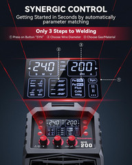 ARCCAPTAIN MIG Welder 200Amp 6 in 1 Aluminum LED Display 110V/220V Multi Process