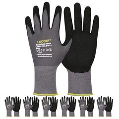 MicroFoam Nitrile Coated Work Gloves – 6 Pairs Seamless Knit Gray