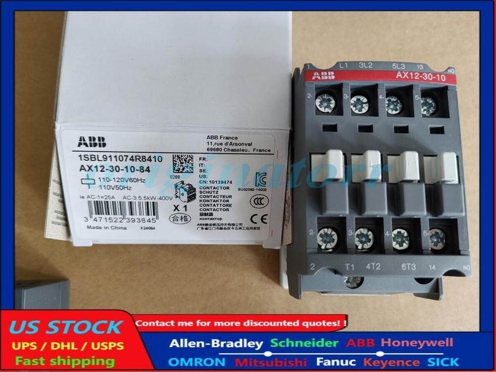 NEW ABB Contactor AX12-30-10-84 AC 110V 50/60Hz AX12-30-10 US Free TAX