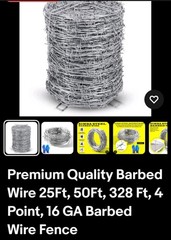 SIMBASTEEL Steel Barbed Wire Fence 16 GA 4 Point 25Ft 50Ft 328Ft