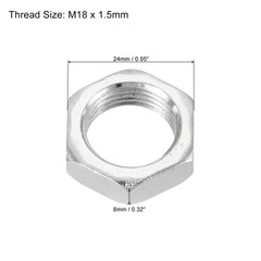 10Pcs M18 x 1.5 Steel Hardware Hex Nuts Screw Bolt Fasteners Zinc Plated 8mm