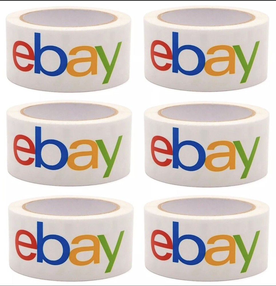 6 ROLLS OF OFFICIAL EBAY BRANDED TAPE PACKING SHIPPING SUPPLIES 75′ x 2″ 2-3 day