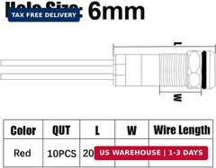 10pcs 6mm 1/4″ LED Metal Indicator Light AC/DC 12-24V Waterproof Signal Lamp …