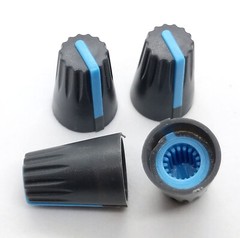 4 Push-on Knobs for Round 18-tooth Shaft Potentiometers Volume Control Mixer 6mm