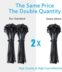 Zip Ties 4 Inch, Small Zip Ties with 18 Lb Tensile Strength, Black, 1000 Pack, b