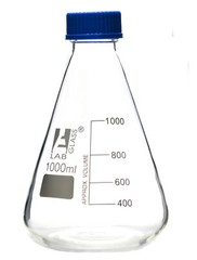 1000mL Glass Erlenmeyer Flask with PTFE Lined Screw Cap, Borosilicate 3.3 Glass