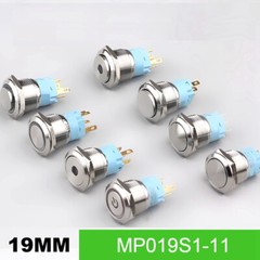 19mm Tri-color High Head+Ring LED 2NO2NC Stainless steel Anti-vandal Push button
