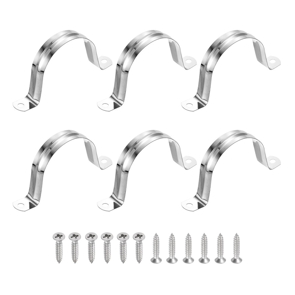 6pcs for 57mm (2-1/4″) 304 Stainless Steel Ties with Screws, Silver