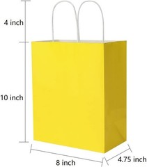 100 Pack 8×4.75×10 Inch Medium Yellow Kraft Paper Bags with Handles Bulk for …