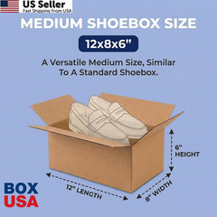 BOX USA Small Shipping Boxes 12″L x 8″W x 6″H 12x8x6″ (25-Pack), Kraft Brown