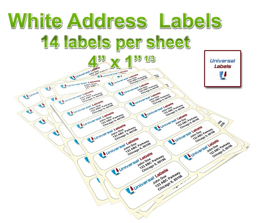 14 labels per sheet, Standard White Matte – 4″ x 1.33″ Mailing Labels / USA Made