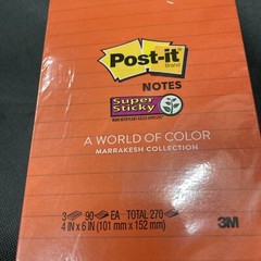 Post-it Pads in Marrakesh Colors Lined 4 x 6 90-Sheet 3/Pack 6603SSAN S14
