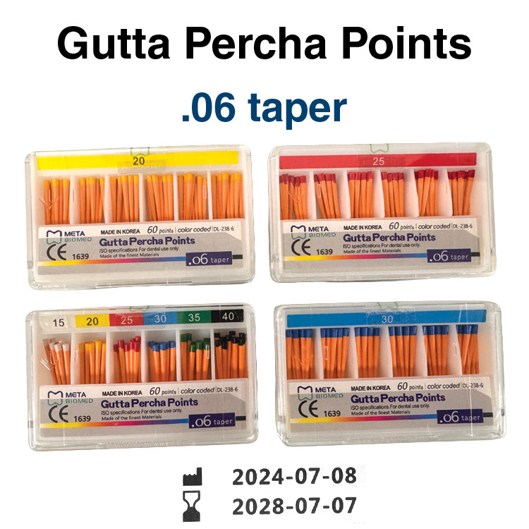 Dental GUTTA PERCHA POINTS Taper .06 All Sizes – Meta Biomed
