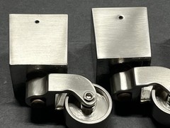 New Set (4) Nickel/Brushed Metal Square Cup Swivel Furniture Casters