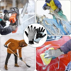 NATURALRISE 100% Waterproof Gloves for Men & Women,Winter Work Medium, Grey