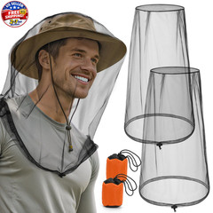 Pmxary 2 Pack Premium Mosquito Head Nets with Drawstring, X-Large, Black