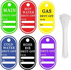 24 Pcs Shut Off Valve Tag Plastic Valve Identification Tag with Ropes 2.5×5 Inch