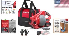 Efficient 25ft Cordless Drain Auger Kit with Storage Bag