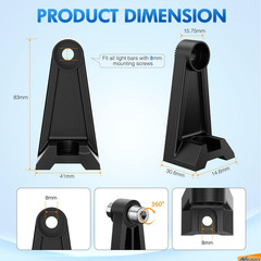 2PCS Side-Mounted Brackets Universal Adjustable Mounting Brackets for LED Light