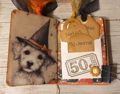 Junk Journal Handmade Booklet Book Vintage “Halloween Dogs” Pockets, Ephemera