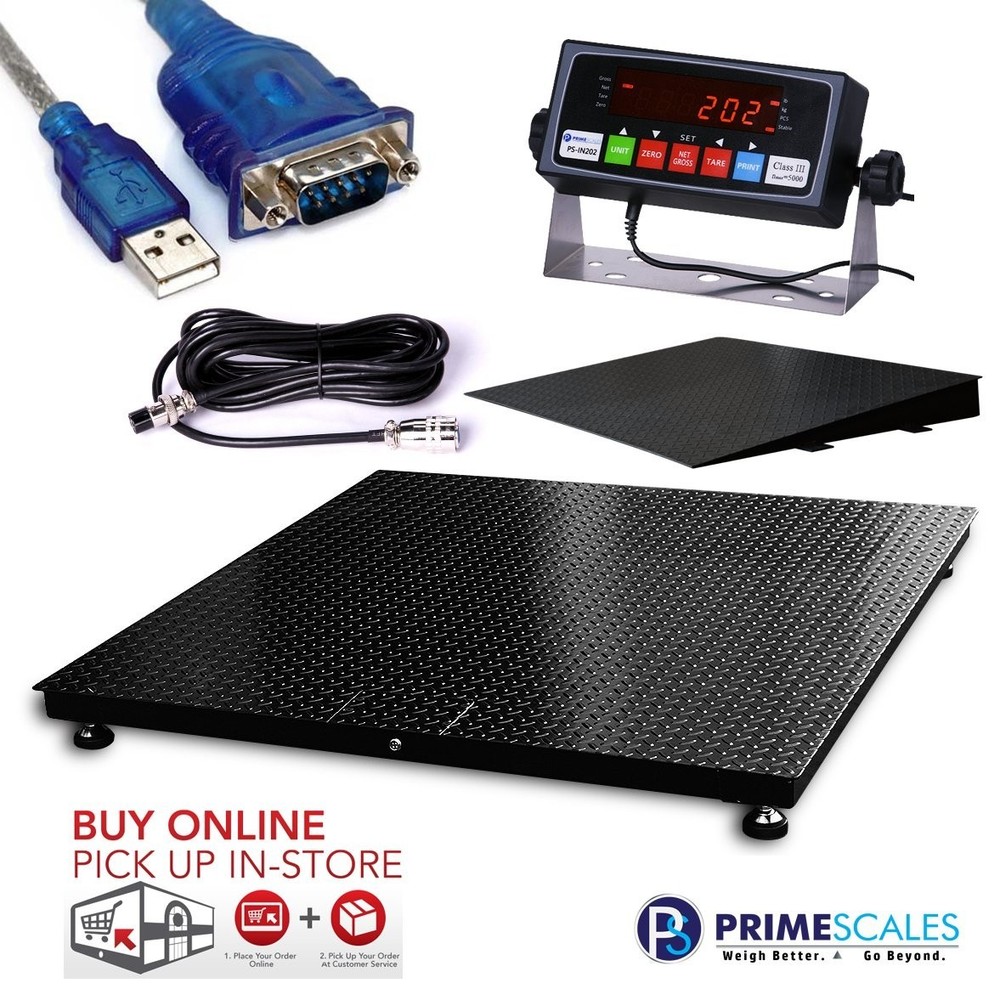 New Prime Scales 40″x40″ Platform 6,000 lb Capacity Floor Pallet Scale with Ramp