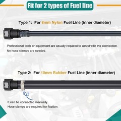 2 Sets Fuel Line Quick Connect, Push-On Release Hose Connectors Straight & Elbow