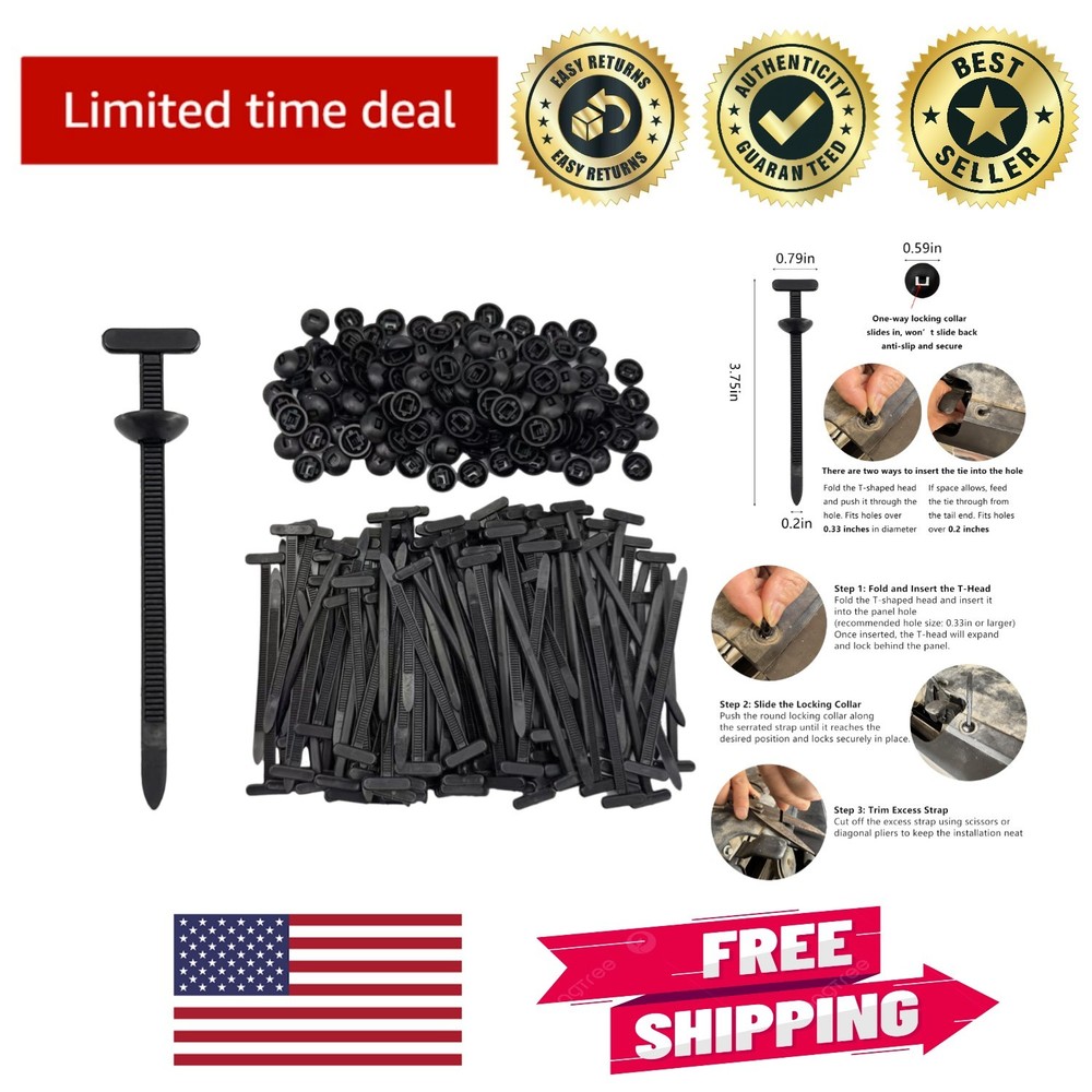 150 Count Black Nylon Cable Tie Buckles – Strong, Secure & Chemical Resistant