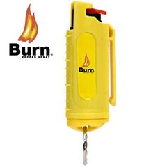 BURN Pepper Spray 0.5oz Keychain Security Case Molded Yellow 2 PACK