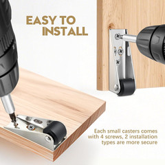 4 Pack Bedroom Door Sinking Repair Caster Wheels, 0.9Inch Multifunctional Iow Pr