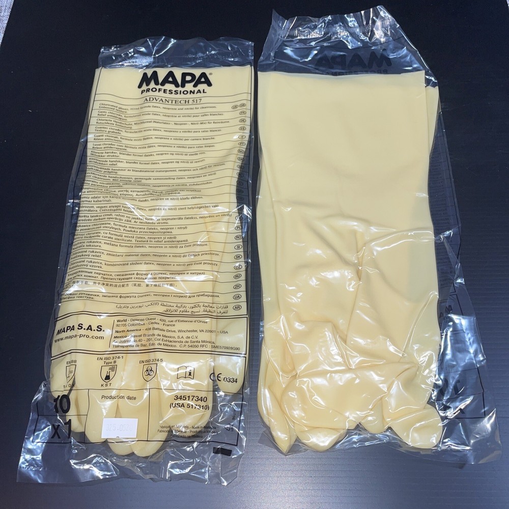 2 MAPA professional Advantech X-Large 517 latex Gloves Lot Of 2 pairs SZ 10 XL