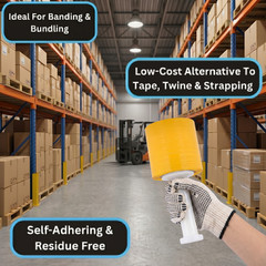 5″ x 1000′ 80 Gauge Cast Narrow Banding Stretch Wrap Yellow Shrink Film 24 RLS