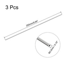 2.5mm x 0.6mm x 250mm 304 Stainless Steel Capillary Tube for Industry, 3Pcs