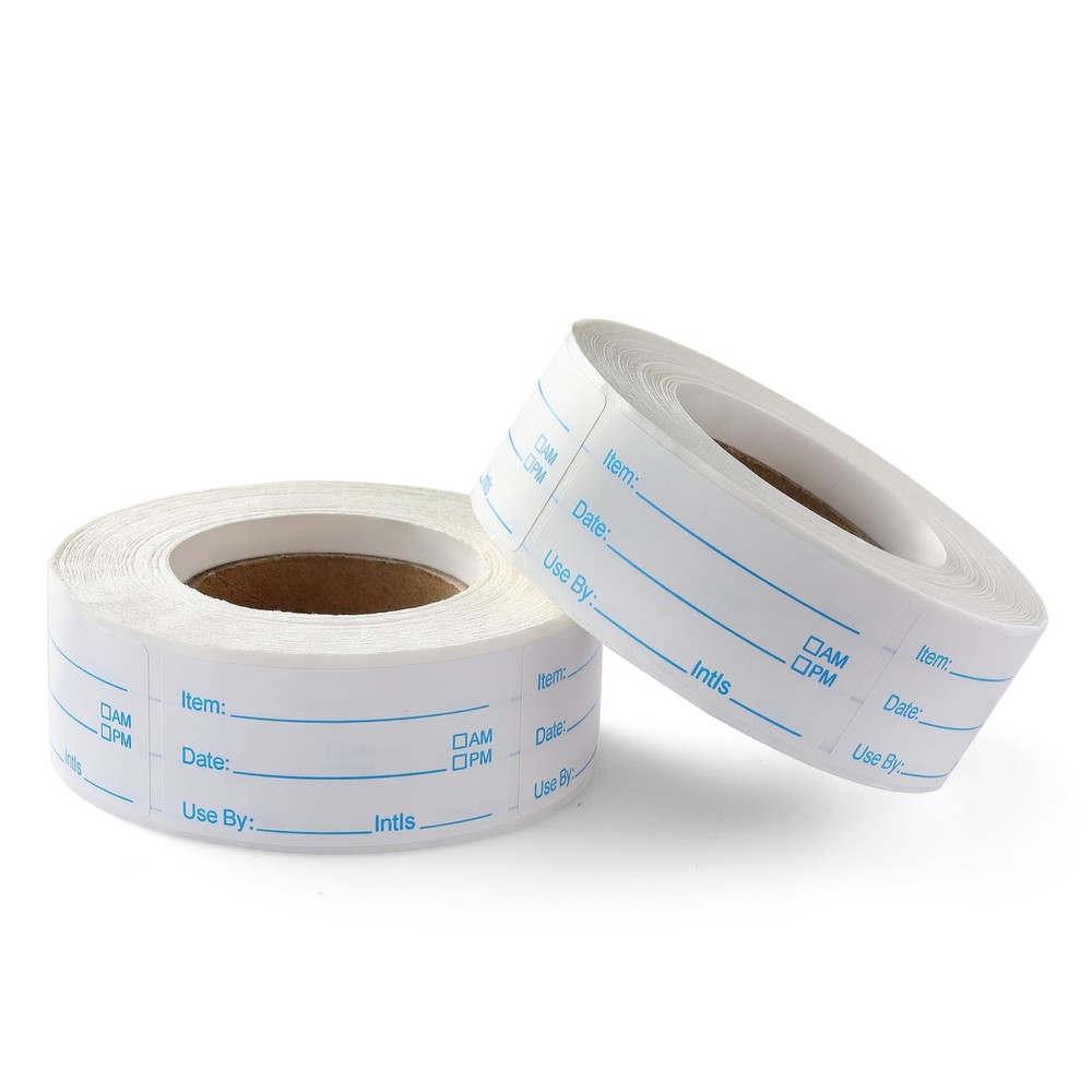 1000 Labels for Food Containers, No-Residue 1 X 2 Inches, Blue