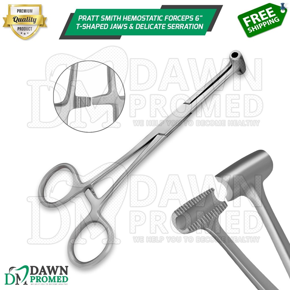 Pratt Smith Hemostatic Forceps 6″ T-shaped Jaws With Tissue Grasping Serrations