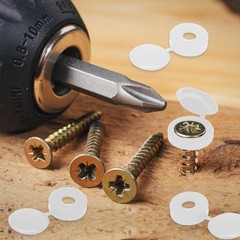 200 Pcs Hinged Screw Cover Caps, Plastic Head Covers, White S,