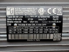MGM Electric AC Brake Motor BA 90 LA4, 60 Hz, 1.8 kW, 1680 RPM, 230/460VAC