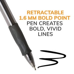 BIC Glide Bold Retractable Ball Pen, Black, 1.6mm Bold Point, 12 Pack