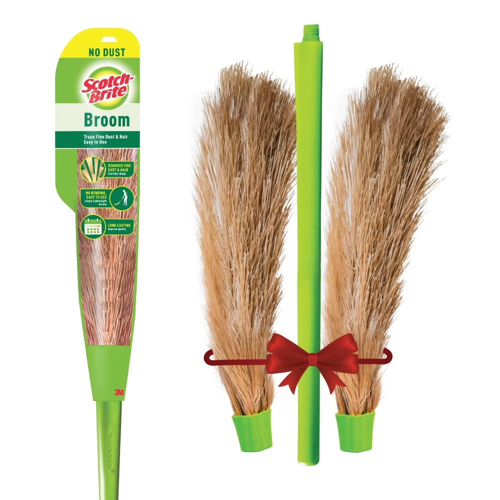 Scotch-Brite Combo No-Dust Broom Long Handle Easy Floor Cleaning Multi-Use 1