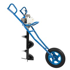 63CC 3hp Gas Powered Post Hole Digger Earth Auger Wheeled Ground Drill w/12″ Bit