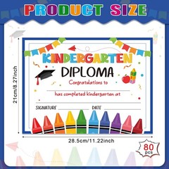 80 PCS Lovely Kindergarten Diploma 2026 Graduation Award Certificate Supply