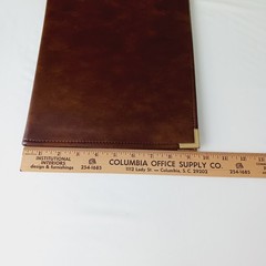 Vtg (1983) Hazel 12″x9.5″ Portfolio Binder Notepad Brass Corner Brown USA Oxford