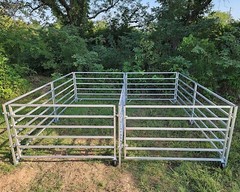 ALUMINUM 5 FT X 10 FT 6 RAIL 40″ TALL SHEEP & GOAT ADD-ON STALL KIT PANEL PEN