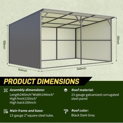 New 20×12 Ft Metal Livestock Shelter Run-in Shed for Cattle Horse Goat Free Ship