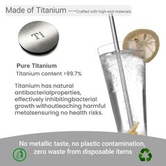 Pure Titanium Reusable Straws with Travel Case & 1.2cm, 1.2cm