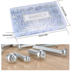1080 Pcs Screws Bolts & Nuts Assortment Kit Metric Machine Pan Head Hex Phillips